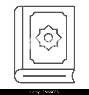 Quran icône de ligne mince, l'islam et le livre, le signe du coran, les graphiques vectoriels, un motif linéaire sur un fond blanc, eps 10. Illustration de Vecteur