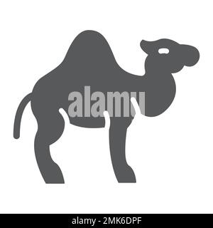 Icône de glyphe de chameau, arabe et animal, signe de mammifère, graphiques vectoriels, un motif solide sur fond blanc, eps 10. Illustration de Vecteur