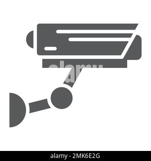 Icône de glyphe CCTV, sécurité et surveillance, panneau de caméra de surveillance, graphiques vectoriels, un motif Uni sur fond blanc, eps 10. Illustration de Vecteur