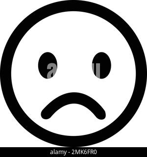 Black Sad emoji visage plat icône de style. Émoticône enfoncée. Motif vectoriel d'expression faciale pensive Illustration de Vecteur
