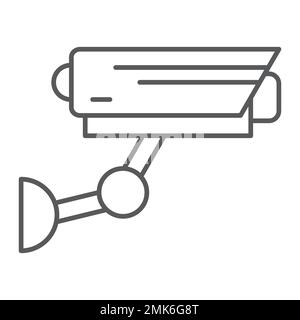 Icône de ligne mince CCTV, sécurité et surveillance, panneau de caméra de surveillance, graphiques vectoriels, un motif linéaire sur un fond blanc, eps 10. Illustration de Vecteur