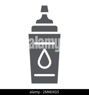 Icône de glyphe de bouteille de sport, fitness et boisson, panneau de bouteille d'eau, graphiques vectoriels, un motif Uni sur un fond blanc, eps 10. Illustration de Vecteur