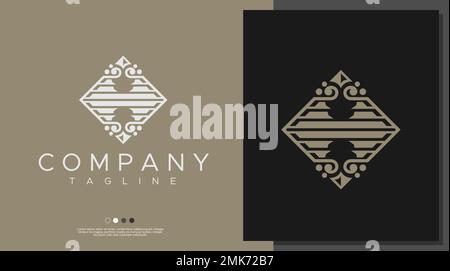 Logo abstrait lettre H. Logo lettre H initiale de luxe. Illustration de Vecteur