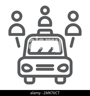 Icône de ligne de partage de voiture, auto et personnes, signe d'automobile, graphiques vectoriels, un motif linéaire sur un fond blanc, eps 10. Illustration de Vecteur