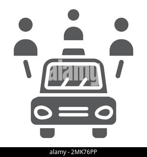 Icône de glyphe de partage de voiture, auto et personnes, signe d'automobile, graphiques vectoriels, un motif Uni sur un fond blanc, eps 10. Illustration de Vecteur