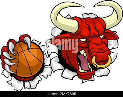 La mascotte de basket-ball Bull Minotaur Longhorn Cow Illustration de Vecteur