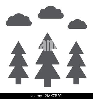 Icône de glyphe de forêt, parc et nature, signe des arbres, graphiques vectoriels, un motif solide sur fond blanc, eps 10. Illustration de Vecteur