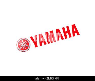 Yamaha Motor Company, rotation, fond blanc, logo, marque Banque D'Images