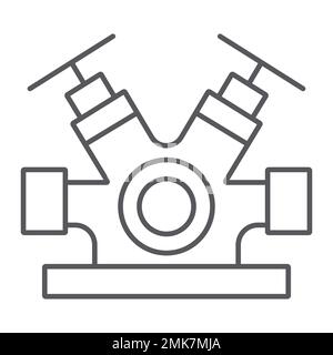 Icône de ligne mince de système de poteaux incendie, équipement et urgence, panneau de robinet d'extincteur, graphiques vectoriels, un motif linéaire sur fond blanc, eps 10. Illustration de Vecteur