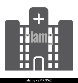 Icône de glyphe d'hôpital, médecine et bâtiment, panneau clinique, graphiques vectoriels, un motif solide sur fond blanc, eps 10. Illustration de Vecteur