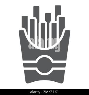 Icône de glyphe de frites, nourriture et pomme de terre, signe de fast food, graphiques vectoriels, un motif Uni sur fond blanc, eps 10. Illustration de Vecteur