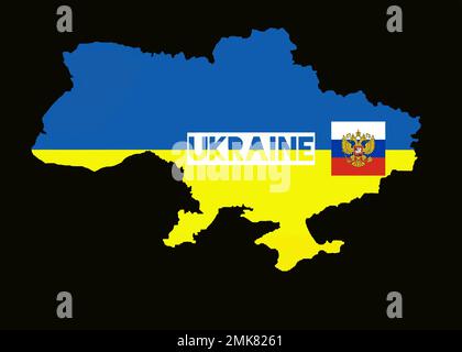 Illustration de la frontière de l'Ukraine avec les armes russes, image symbolique d'une invasion russe Banque D'Images