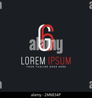 Police lettre 6G ou G6 en ellipse avec ligne image graphique icône logo design abstrait concept vecteur symbole de stock lié à l'initiale ou l'icône Illustration de Vecteur