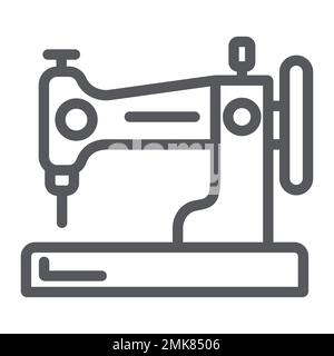 Icône de ligne de machine à coudre, passe-temps et artisanat, panneau de ménage, graphiques vectoriels, un motif linéaire sur fond blanc, eps 10. Illustration de Vecteur