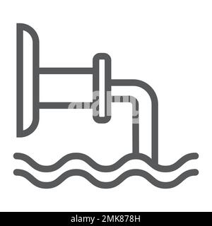 Icône de ligne de canalisation de déchets, industrie et eau, panneau des eaux usées, graphiques vectoriels, un motif linéaire sur fond blanc, eps 10. Illustration de Vecteur