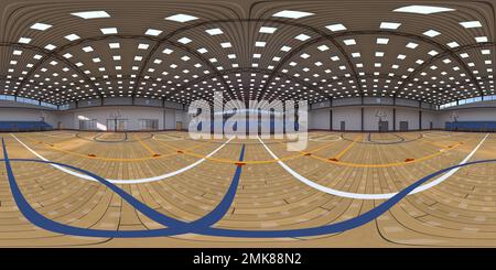 3D Illustration d'un terrain de sport dans 360 environnements de projection sphérique. Banque D'Images