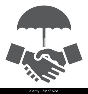 Icône de glyphe de poignée de main, confidentialité et confiance, signature de traité de sécurité, graphiques vectoriels, un motif Uni sur un fond blanc, eps 10. Illustration de Vecteur