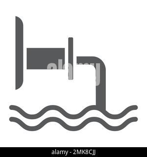 Icône de glyphe de tuyau de déchets, industrie et eau, signe des eaux usées, graphiques vectoriels, un motif solide sur fond blanc, eps 10. Illustration de Vecteur