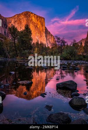 L'emblématique vue sur la vallée au parc national de Yosemite Banque D'Images