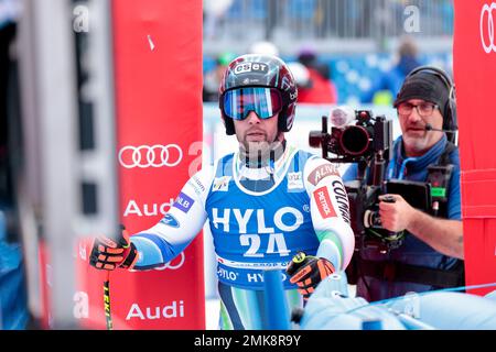 Olympia delle Tofane, Cortina d’Ampezzo, Italie, 28 janvier 2023, Répondre à Martin (SLO) lors de la coupe du monde de ski Audi FIS 2023 - Super G pour hommes - course de ski alpin Banque D'Images