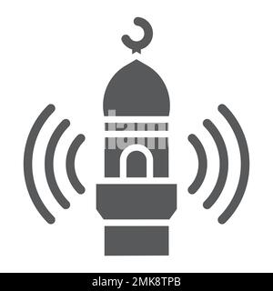 Adhan appeler l'icône de glyphe, la religion et l'islam, le signe de la mosquée, les graphiques vectoriels, un motif solide sur un fond blanc, eps 10. Illustration de Vecteur