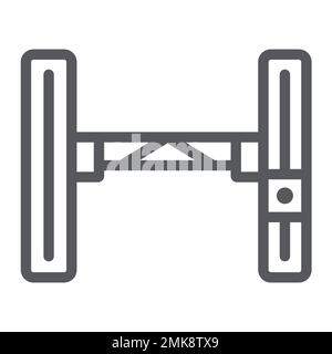 Icône de ligne de voiture de levage hydraulique, auto et mécanicien, signe de levage de voiture, graphiques vectoriels, un motif linéaire sur un fond blanc, eps 10. Illustration de Vecteur