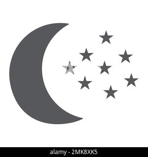 Lune et étoiles icône de glyphe, nuit et prévision, signe de ciel de nuit, graphiques vectoriels, un motif Uni sur un fond blanc, eps 10. Illustration de Vecteur