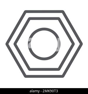 Icône de ligne d'écrou de voiture, auto et réparation, signe de boulon, graphiques vectoriels, un motif linéaire sur un fond blanc, eps 10. Illustration de Vecteur