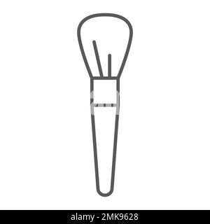 Pinceau à poudre icône de ligne mince, accessoire et cosmétique, signe de pinceau à maquillage, graphiques vectoriels, un motif linéaire sur un fond blanc, eps 10. Illustration de Vecteur