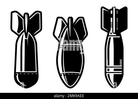 Missile nucléaire ou bombe atomique, fusée de style caricature, bombe, vecteur Illustration de Vecteur