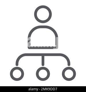 Icône de ligne de personne et de graphique, travailleur et diagramme, signe de structure, graphiques vectoriels, un motif linéaire sur fond blanc, eps 10. Illustration de Vecteur