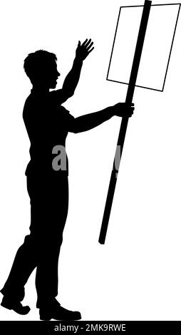 Manifestation Rallye Mars Piquet signe Silhouette personne Illustration de Vecteur