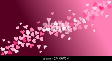 Fond rose avec coeurs. Coeurs volants roses et blancs sur fond rose. Monture pour la Saint-Valentin. Banque D'Images