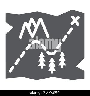 Icône de glyphe de carte, voyage et navigation, carte papier, graphiques vectoriels, un motif Uni sur fond blanc, eps 10. Illustration de Vecteur