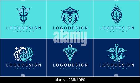 Collection de logos de la pharmacie. Ensemble de modèles de logo Healthcare. Illustration de Vecteur