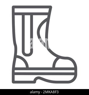 Fire caoutchouc bottes ligne icône, pompier et vêtements, panneau de bottes de pompier, graphiques vectoriels, un motif linéaire sur un fond blanc, eps 10. Illustration de Vecteur