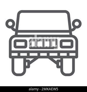 Icône de ligne SUV, transport et auto, signe suv, graphiques vectoriels, motif linéaire sur fond blanc. Illustration de Vecteur