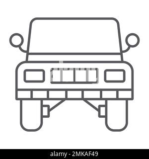 Icône de ligne mince SUV, transport et auto, signe suv, graphiques vectoriels, un motif linéaire sur un fond blanc, eps 10. Illustration de Vecteur