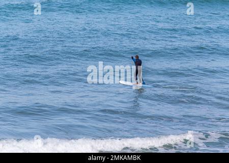 Les planches longues (plus de 8 pieds) sont des planches très stables qui sont faciles à poser, à s'asseoir, à pagayer, à monter sur les vagues et à monter. Ils ont un nez rond et une fai Banque D'Images