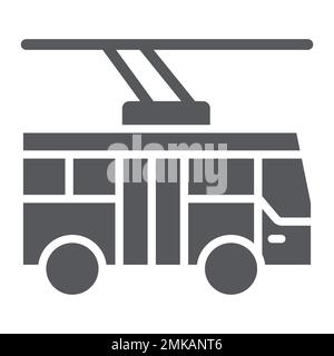 Icône de glyphe de trolleybus, transport et public, signalisation routière de la ville, graphiques vectoriels, un motif Uni sur un fond blanc, eps 10. Illustration de Vecteur