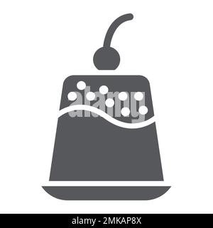 Icône de glyphe pudding, sucré et alimentaire, signe de dessert, graphiques vectoriels, un motif Uni sur fond blanc, eps 10. Illustration de Vecteur