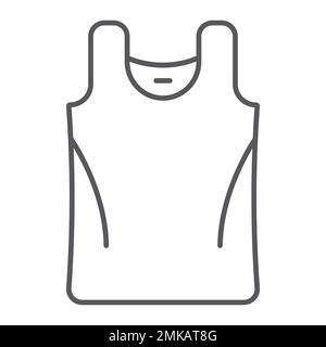 Icône de ligne mince de singulet, vêtements et décontracté, signe de chemise, graphiques vectoriels, un motif linéaire sur un fond blanc, eps 10. Illustration de Vecteur