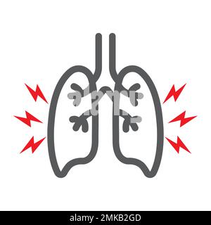 Icône de ligne de douleur de poumons, corps et douloureux, signe de douleur de poumons, graphiques vectoriels, un modèle linéaire sur un fond blanc, eps 10. Illustration de Vecteur