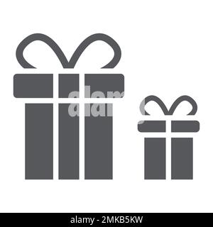 Boîte cadeau glyphe icône, paquet et surprise, présente signe, graphiques vectoriels, un motif Uni sur un fond blanc, eps 10. Illustration de Vecteur