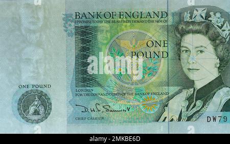 Un billet de banque britannique £1 de la Banque d'Angleterre qui est devenu obsolète et a été retiré en 1988. Il a ensuite été remplacé par une pièce de £1 Banque D'Images