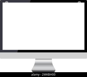 Illustration réaliste d'un moniteur LCD noir d'ordinateur avec support argent et écran blanc transparent isolé. Maquette TV Illustration de Vecteur