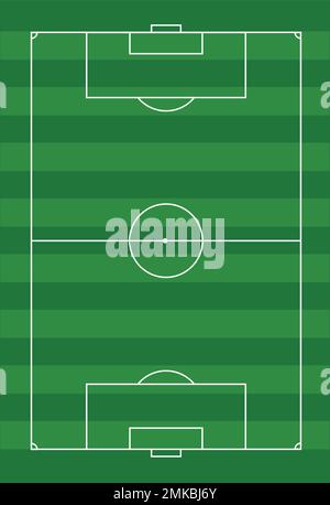 Terrain de football. Sport terrain de football. Stade de football vide avec herbe verte. Terrain de football. Texture verte avec rayures et lignes blanches. Coin, Illustration de Vecteur