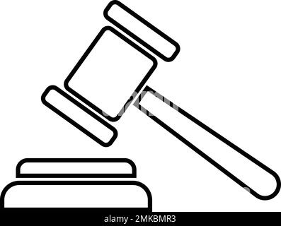 Icône Line Gavel. Icône juge Gavel. Marteau de vente aux enchères. Symbole du tribunal -vecteur Illustration de Vecteur