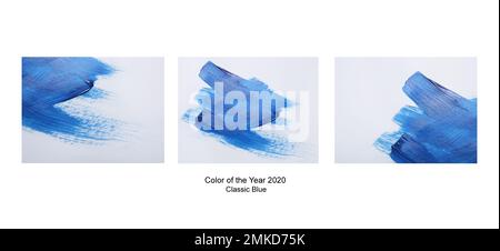 Collage réalisé avec des photos inspirées de la couleur de l'année 2020 (bleu classique) Banque D'Images