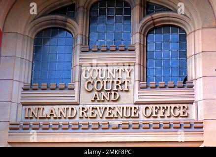 Bureau de la Cour de comté et des recettes intérieures 1887, The Old courts, Crawford Street, Wigan, Lancashire, ANGLETERRE, ROYAUME-UNI, WN1 1NA Banque D'Images